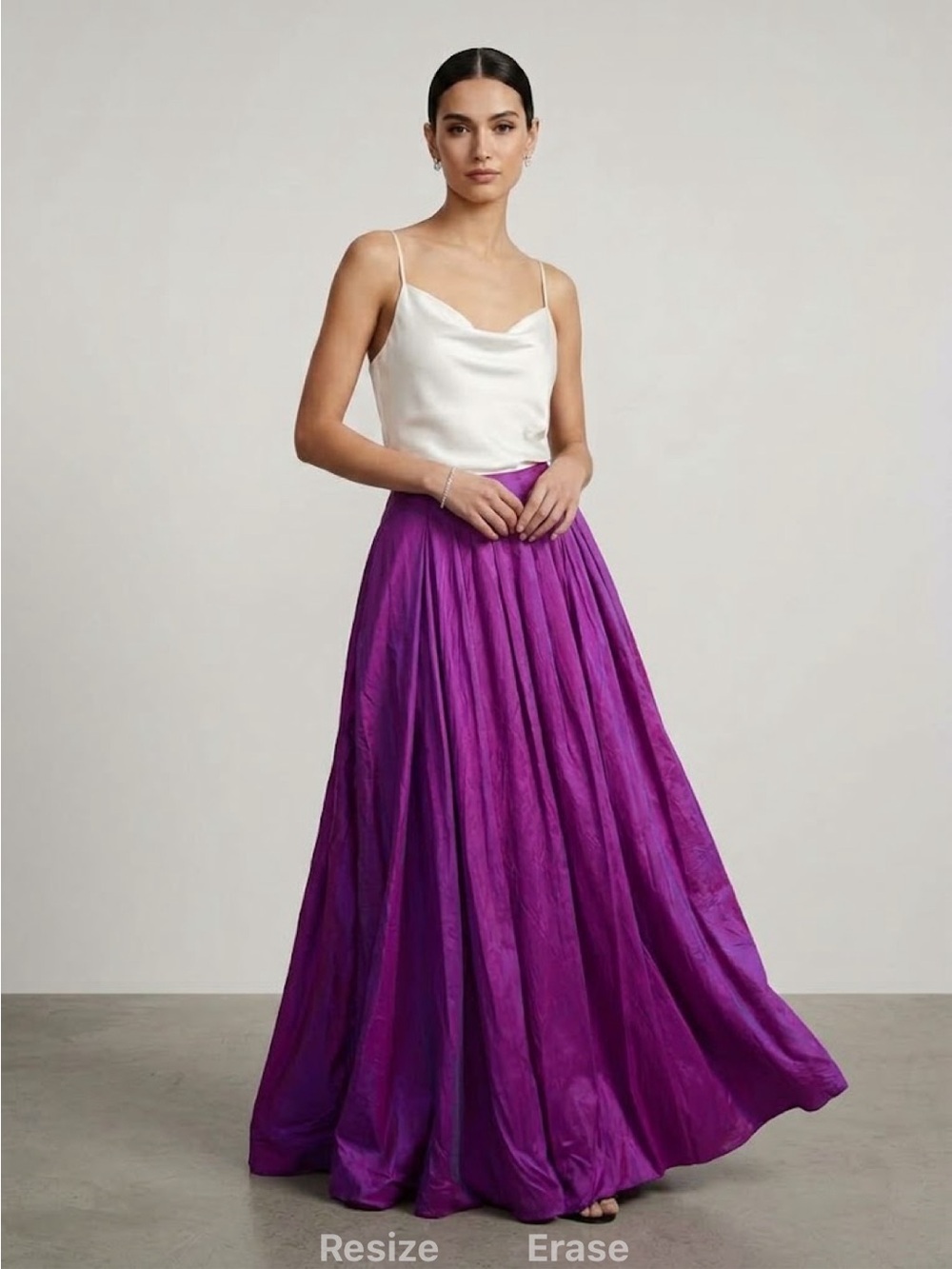 Elegant Purple Full-Length Pleated Skirt